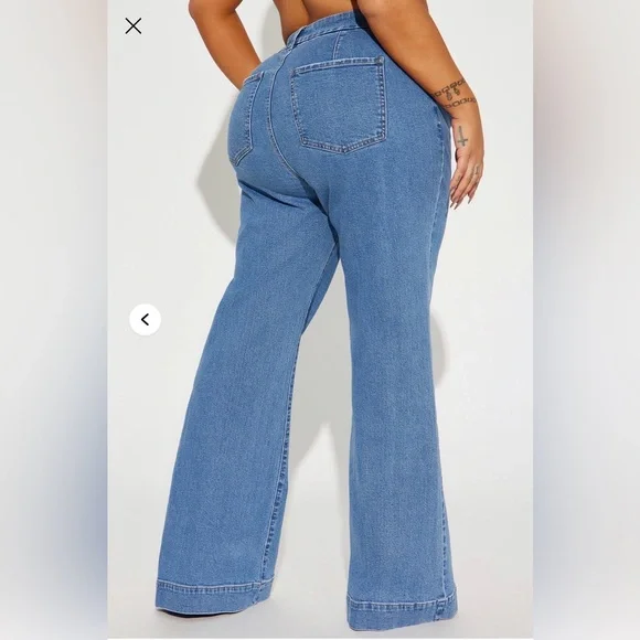 Fashion Nova Light Blue High-Rise Wide Leg Jeans - Picture 2 of 2